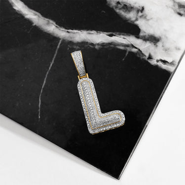yellow Diamond Letter L Pendant in 10k in Yellow Gold 0.25 ctw